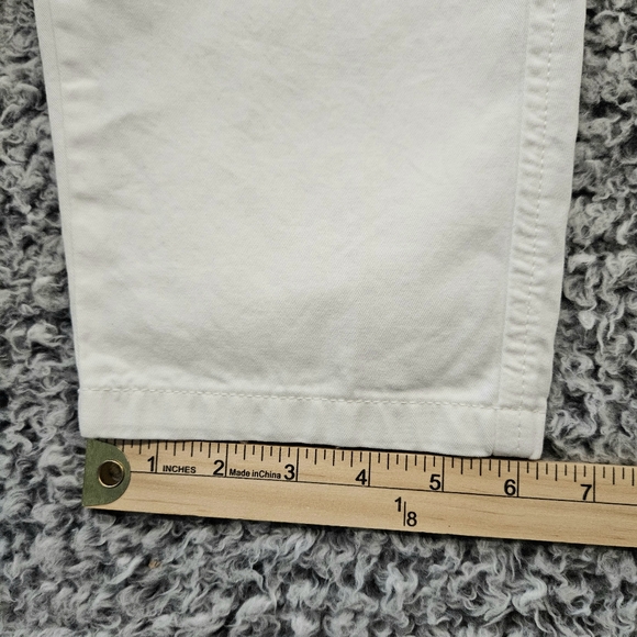 New Zara Womens White Chino Pants US 6 Mid Rise Slim Fit Relaxed Leg Cropped - Picture 11 of 13